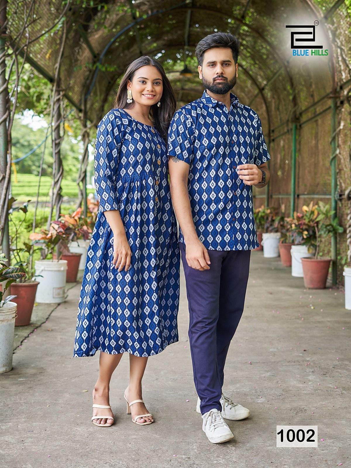 Trendy Couple 2.0 Blue Hills Printed Shirt And Kurti Catalog